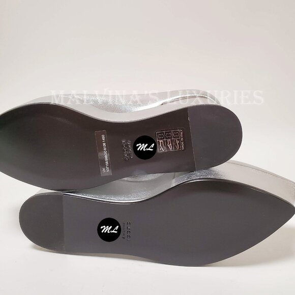 GUCCI SHOES SILVER LEATHER CUT OUT WEDGE PUMP CRYSTAL BUCKLES - Picture 12 of 13